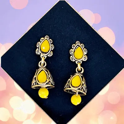 Yellow Gilded Trinket Earring - Saajha Fashion