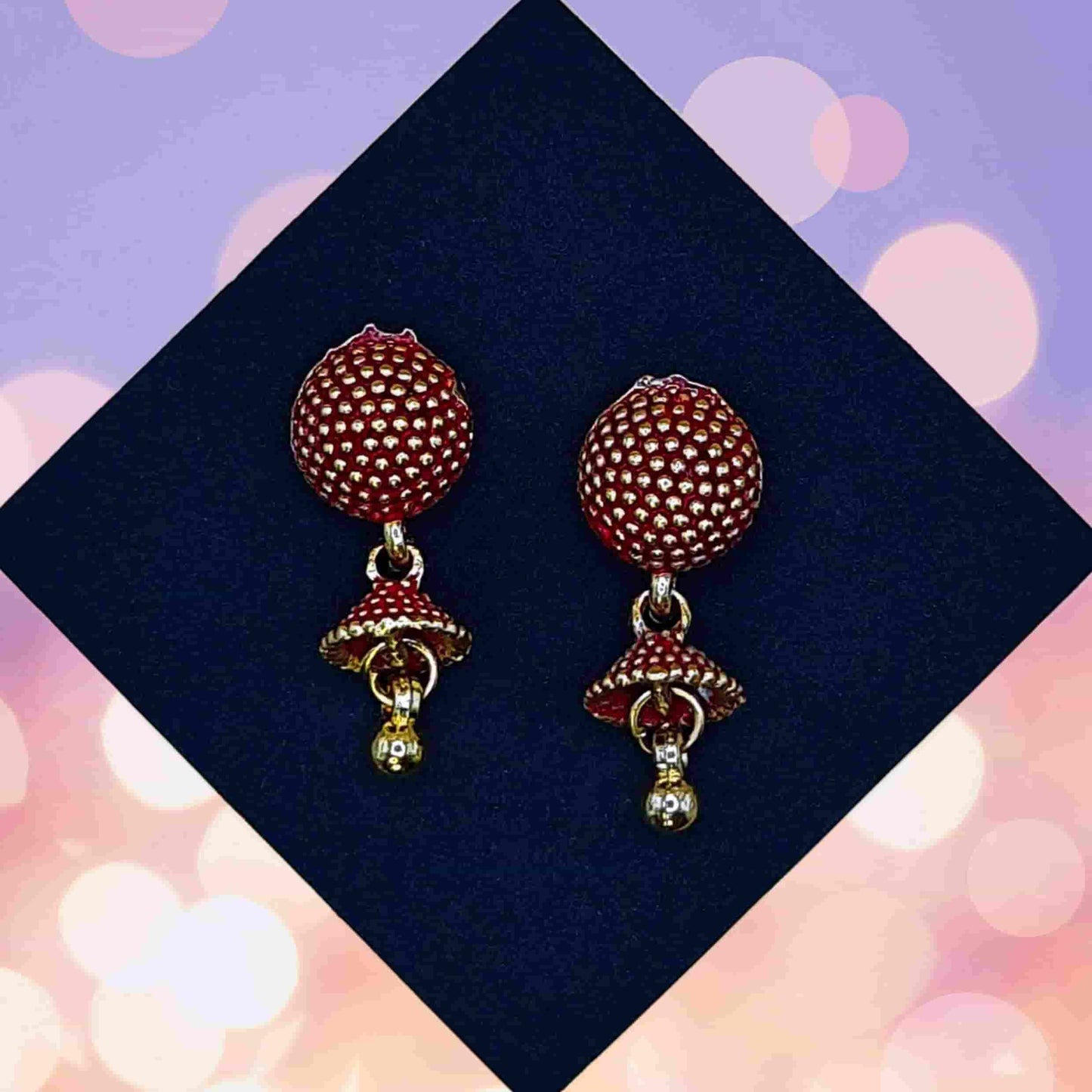 Red Gilded Trinket Earring - Saajha Fashion