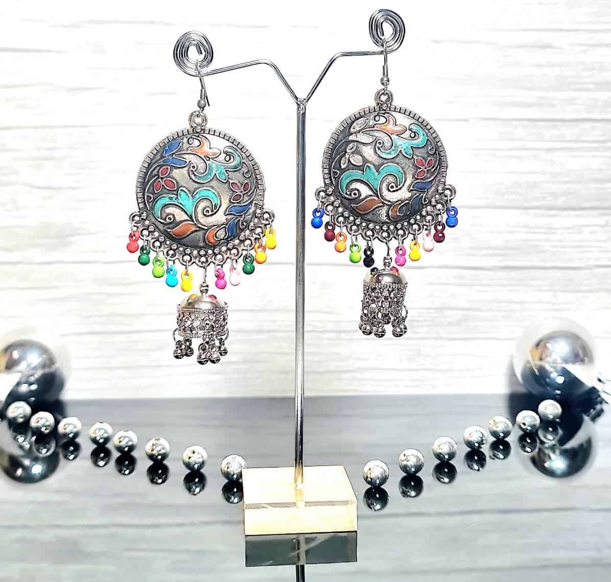 Whispers Oxidized Earrings - Saajha Fashion