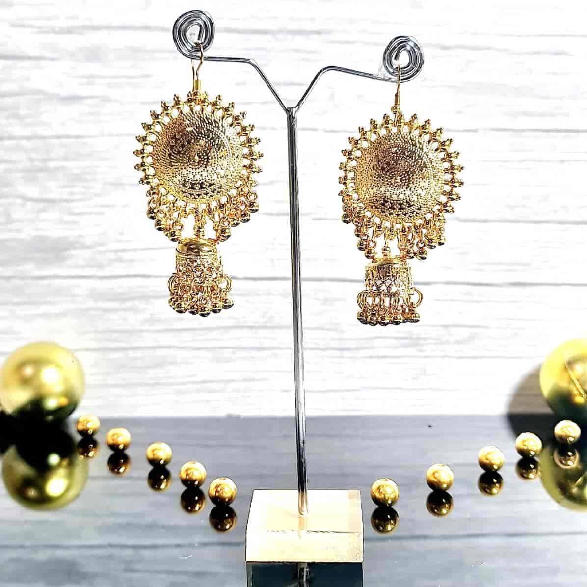 Oxidised Golden earring - Saajha Fashion
