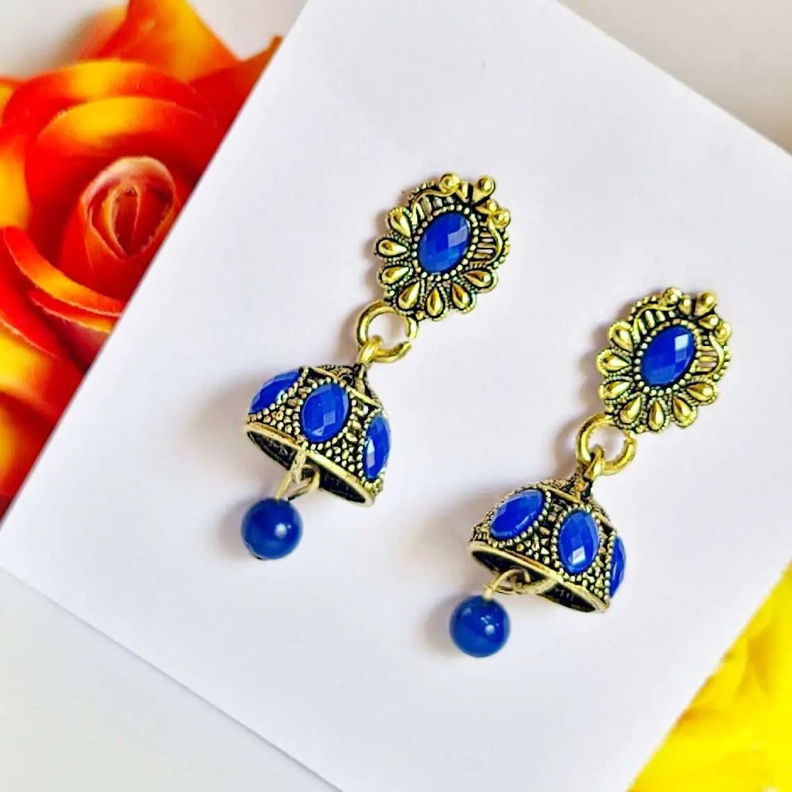 Blue Gilded Trinket Earring - Saajha Fashion