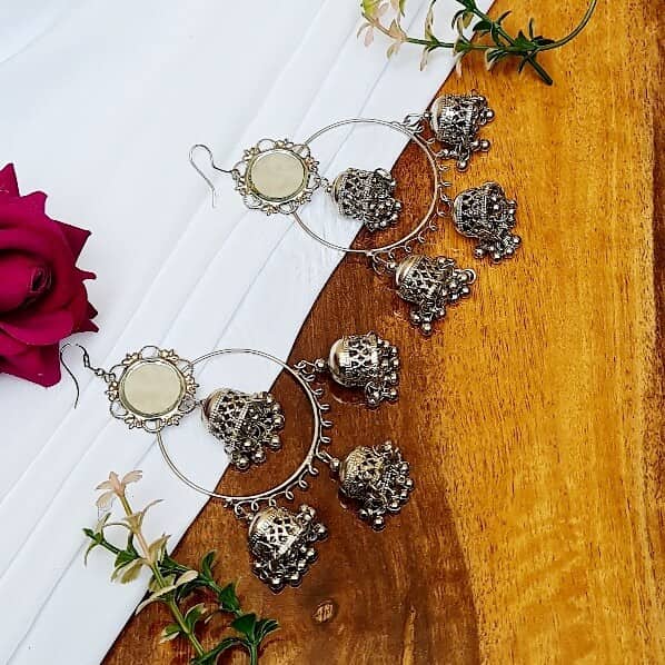 Silver Whisper Chandbali - Saajha Fashion