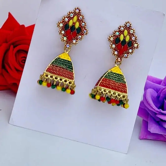 Colorful Metal Jhumka - Saajha Fashion