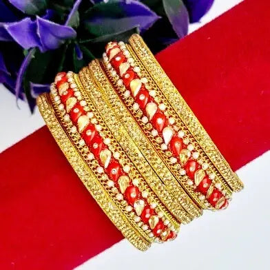Amber Sunset Glow Bangles Set - Saajha Fashion