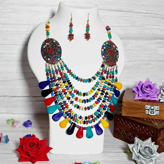 Beaded Tribal Necklace - Saajha Fashion