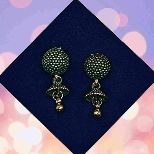 Green Gilded Trinket Earring - Saajha Fashion