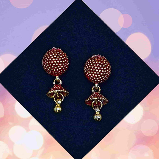 Red Gilded Trinket Earring - Saajha Fashion