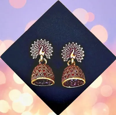 Gold Black Peacock Dangler Earring - Saajha Fashion