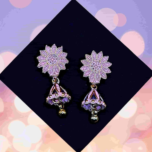 Pink Gilded Trinket Earring - Saajha Fashion