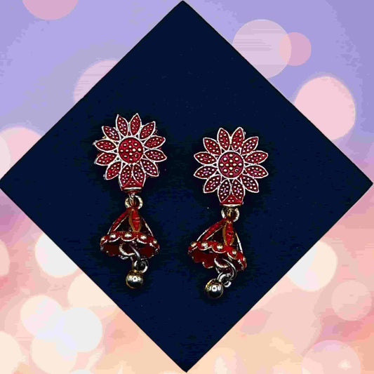 Red Gilded Trinket Earring - Saajha Fashion