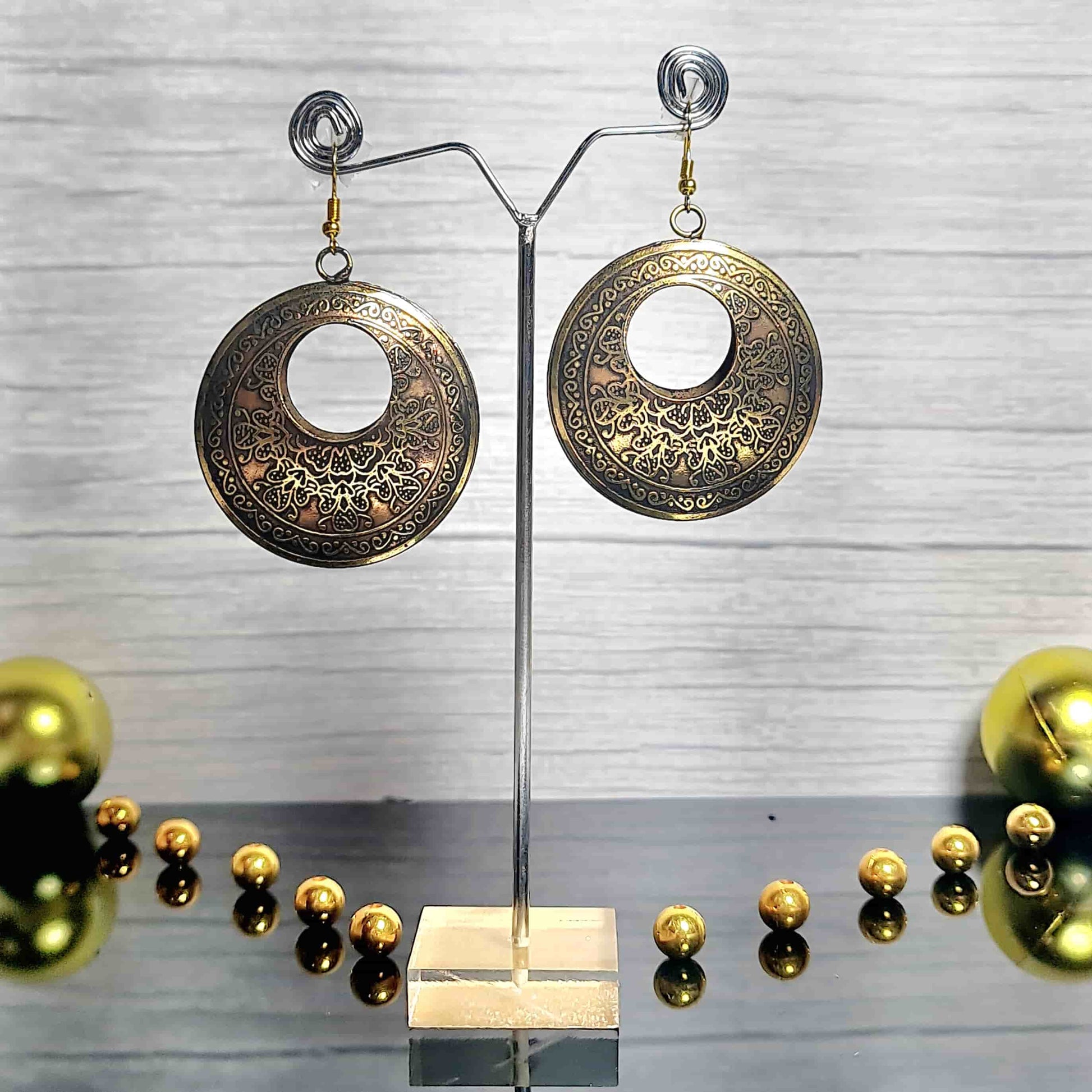 Gold Enamel Earrings - Saajha Fashion