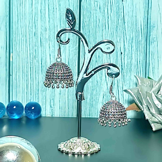 Silver Oxidized Jhumka - Saajha Fashion