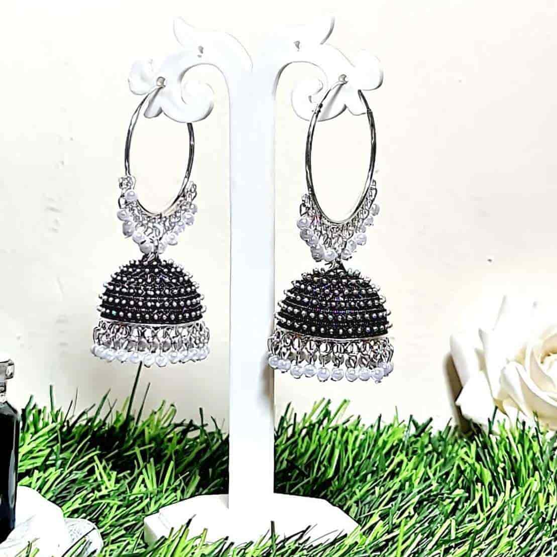 Silver Sparkle Jhumki - Saajha Fashion