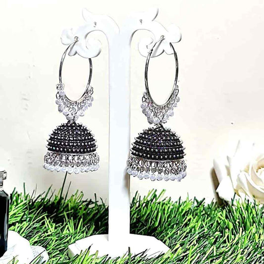 Silver Sparkle Jhumki - Saajha Fashion