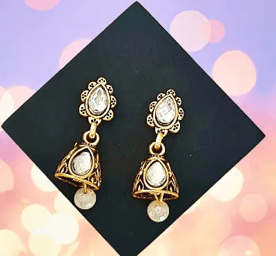 White Gilded Trinket Earring - Saajha Fashion