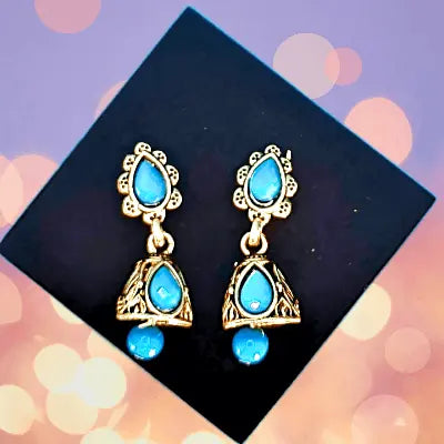 Blue Gilded Trinket Earring - Saajha Fashion