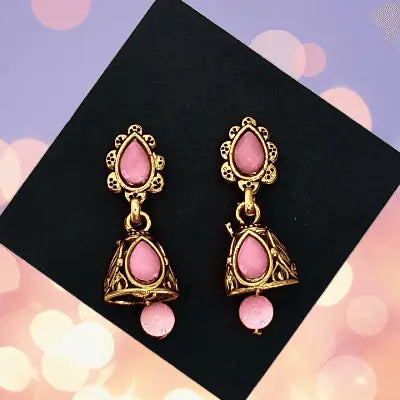 Pink Gilded Trinket Earring - Saajha Fashion