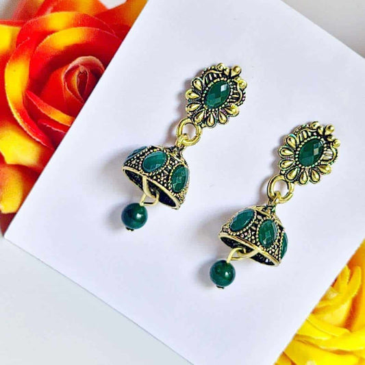 Green  Gilded Trinket Earring - Saajha Fashion
