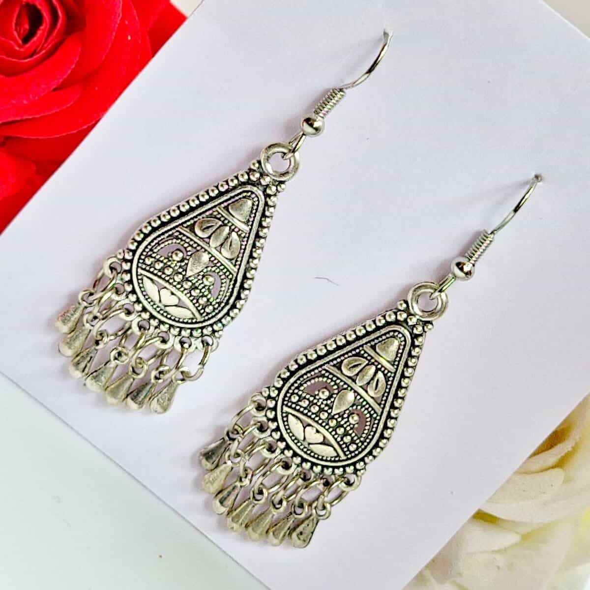 Whispers Oxidized Earrings - Saajha Fashion