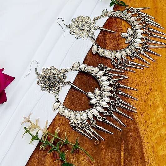 Whispers Oxidized Earrings - Saajha Fashion