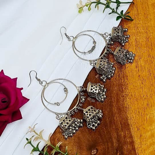 Silver Whisper Chandbali - Saajha Fashion