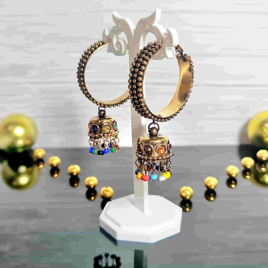 Color Beaded Hoops Earrings - Saajha Fashion