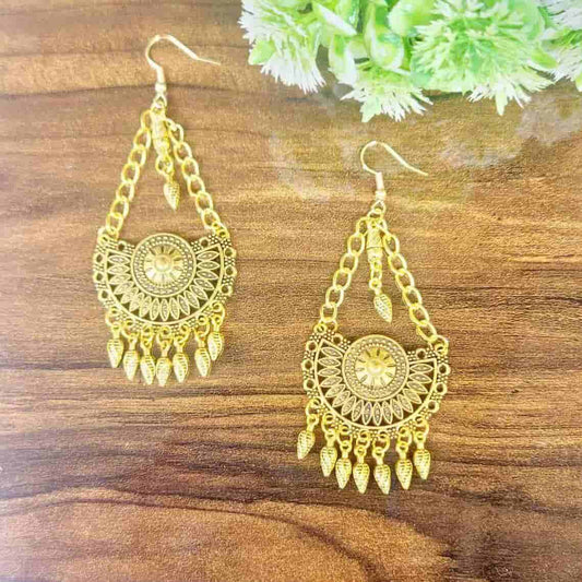 Oxidised Golden earring - Saajha Fashion